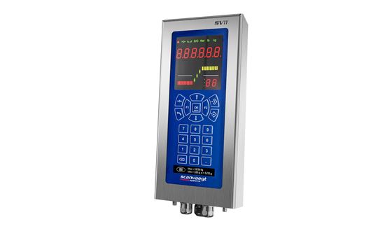 Scanvaegt SV11 is a robust and efficient weight indicator for automatic weighing of boxes