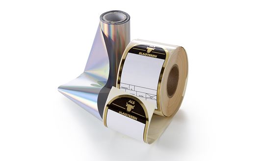 Scanvaegt Cold Foil Labels with print with gold, silver and metallic colours