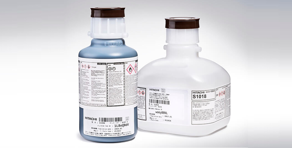 Bläckstråle-märkning, Hitachi bläck & lösningsmedel