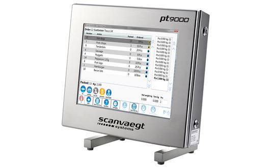 Scanvaegt pt9000 to wydajny, wszechstronny komputer przemysłowy do przetwarzania zamówień na terenie zakładu i gromadzenia danych.