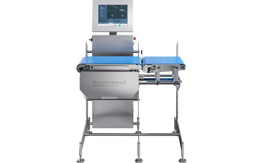Scanvaegt SC510 HD Chechweigher performing dynamic checkweighing of large and heavy items such as whole roasts and cuts.