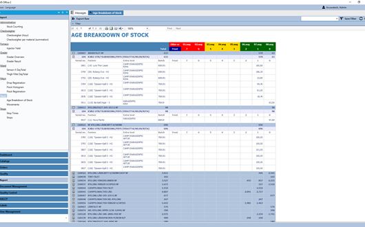 ScanPlant NG Inventory Management viser nuværende og historisk lagerbeholdning, ligesom at det er muligt at sortere og filtrere en søgning.