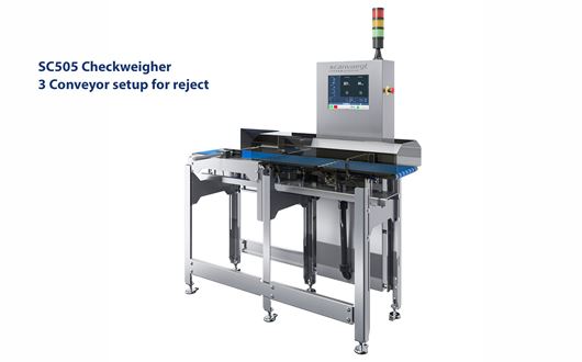 Scanvaegt SC505 Checkweigher with 3 conveyors for reject